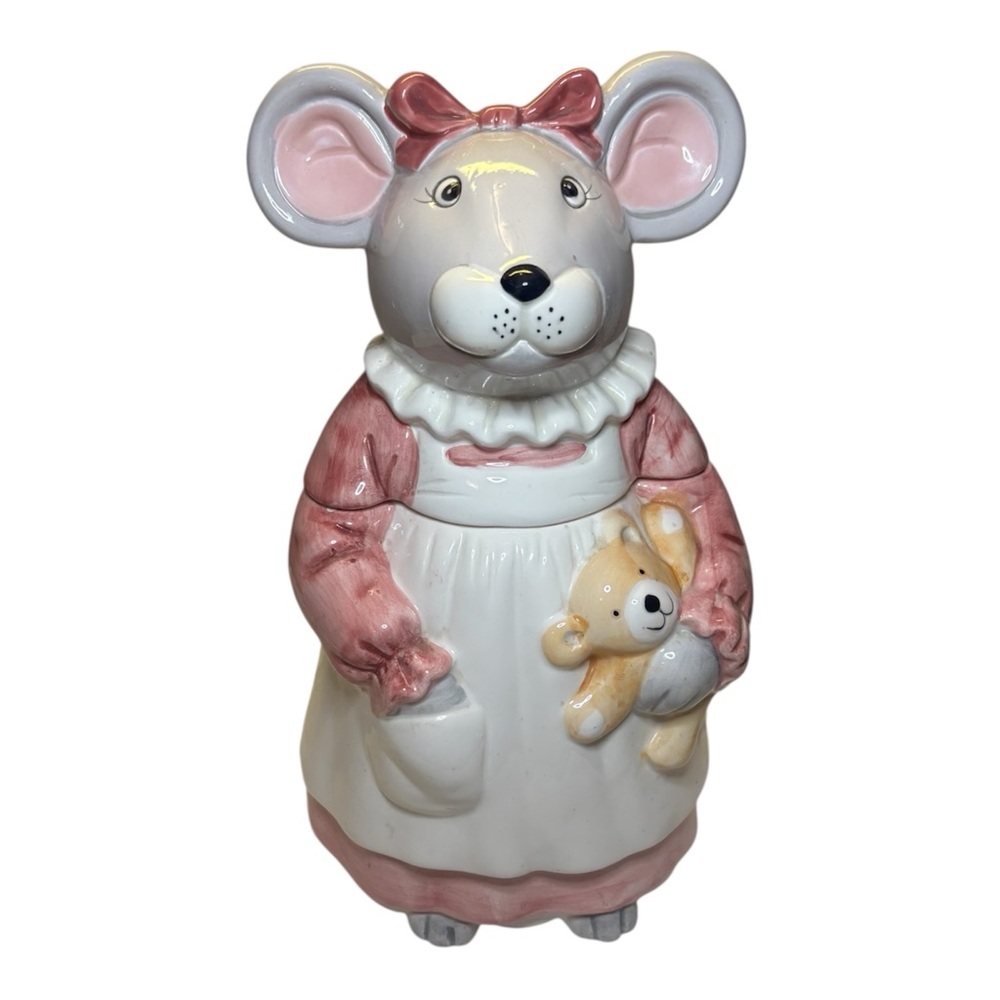 Vnt 13" House of Lloyd 1990 Melinda Mouse Cookie Jar GM2 wTeddy Bear Ceramic